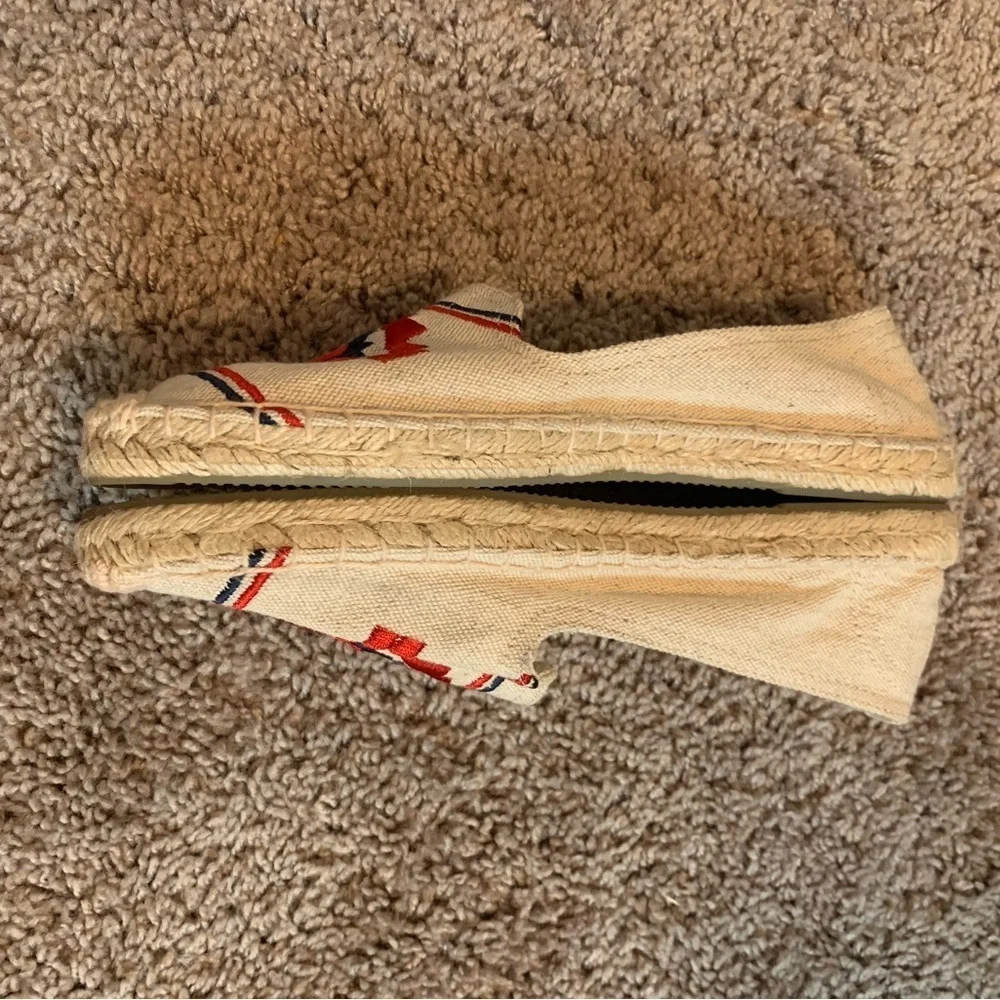 Soludos Boho Embroidered Platform Espadrilles Flats Driving Shoes Cream Red 7
